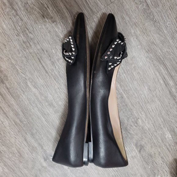 Sam Edelman Raisa Studded Ballerina Flat Sz 8 Pointed Toe Black Leather - Picture 4 of 10
